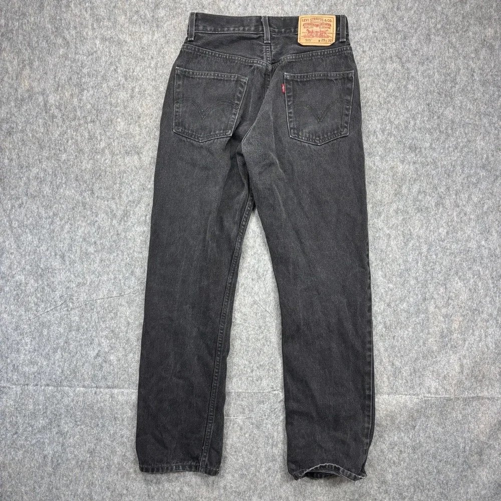 Vintage Levi's 505 Jeans Black 28 x 31 Straight Cotton Zip Lesotho 2006 Denim